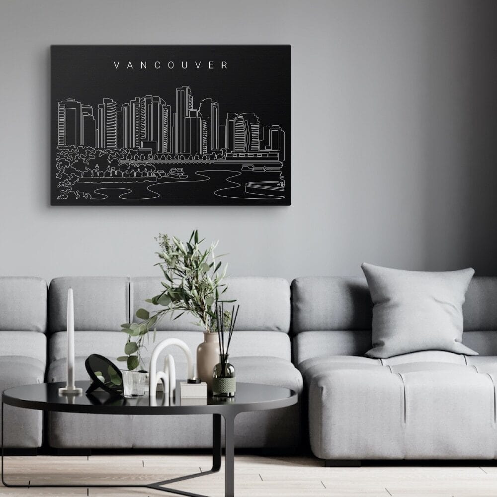 Vancouver Skyline Canvas Art Print - Living Room - Dark Vancouver Skyline Canvas Art Print - Living Room - Dark