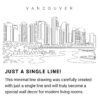 Vancouver Skyline Continuous Line Drawing Art Work