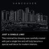 Vancouver Skyline One Line Drawing Art - Dark