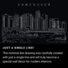 Vancouver Skyline One Line Drawing Art - Dark
