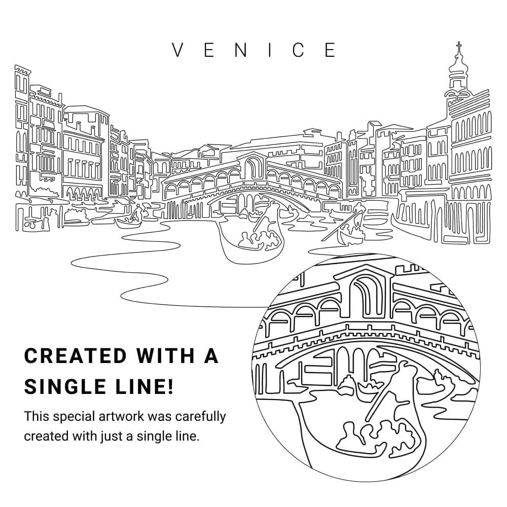 Venice Italy Vector Art - Single Line Art Detail Venice Italy Vector Art - Single Line Art Detail