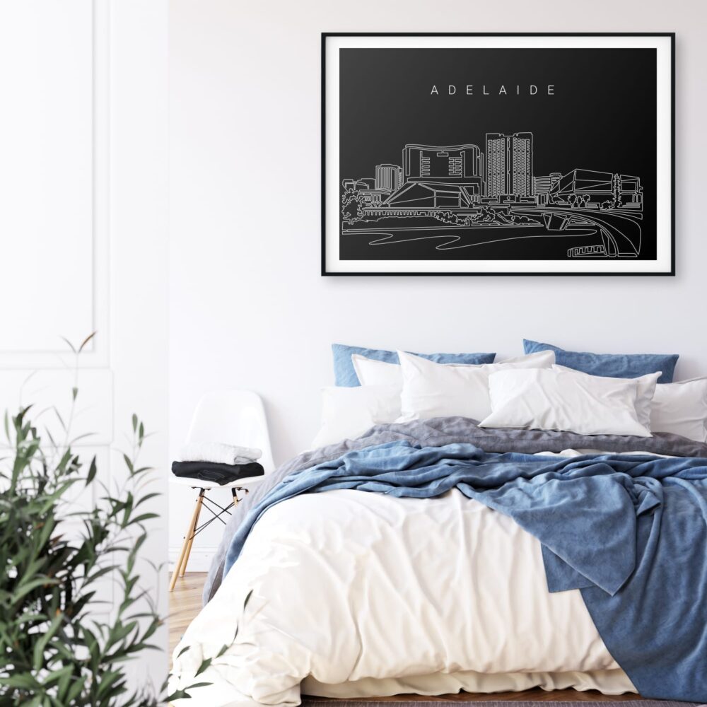 Adelaide Skyline Art Print for Bed Room - Dark Adelaide Skyline Art Print for Bed Room - Dark