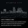 Atlantic City One Line Drawing Art - Dark