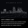 Atlantic City One Line Drawing Art - Dark