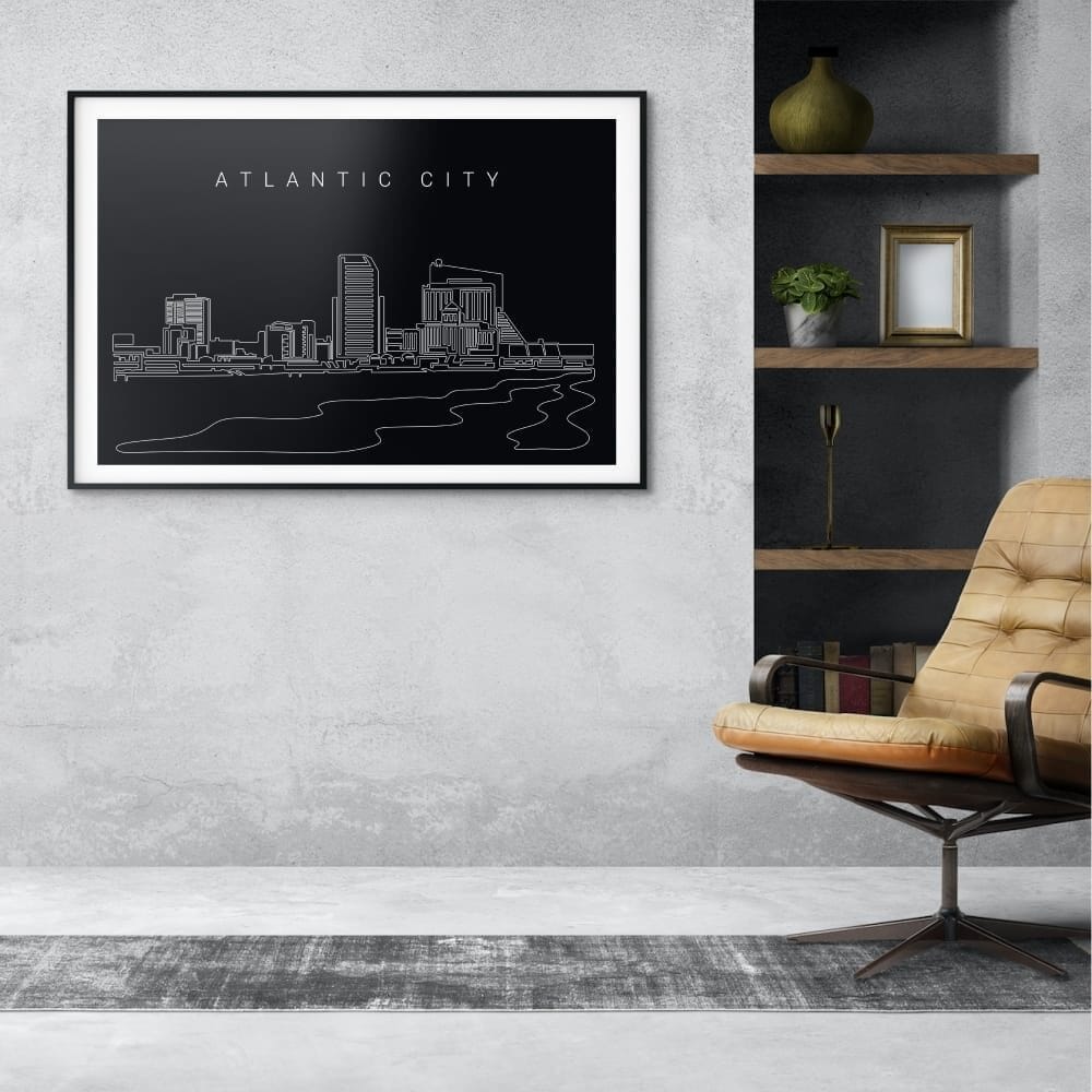 Atlantic City Skyline Art Print for Office - Dark Atlantic City Skyline Art Print for Office - Dark