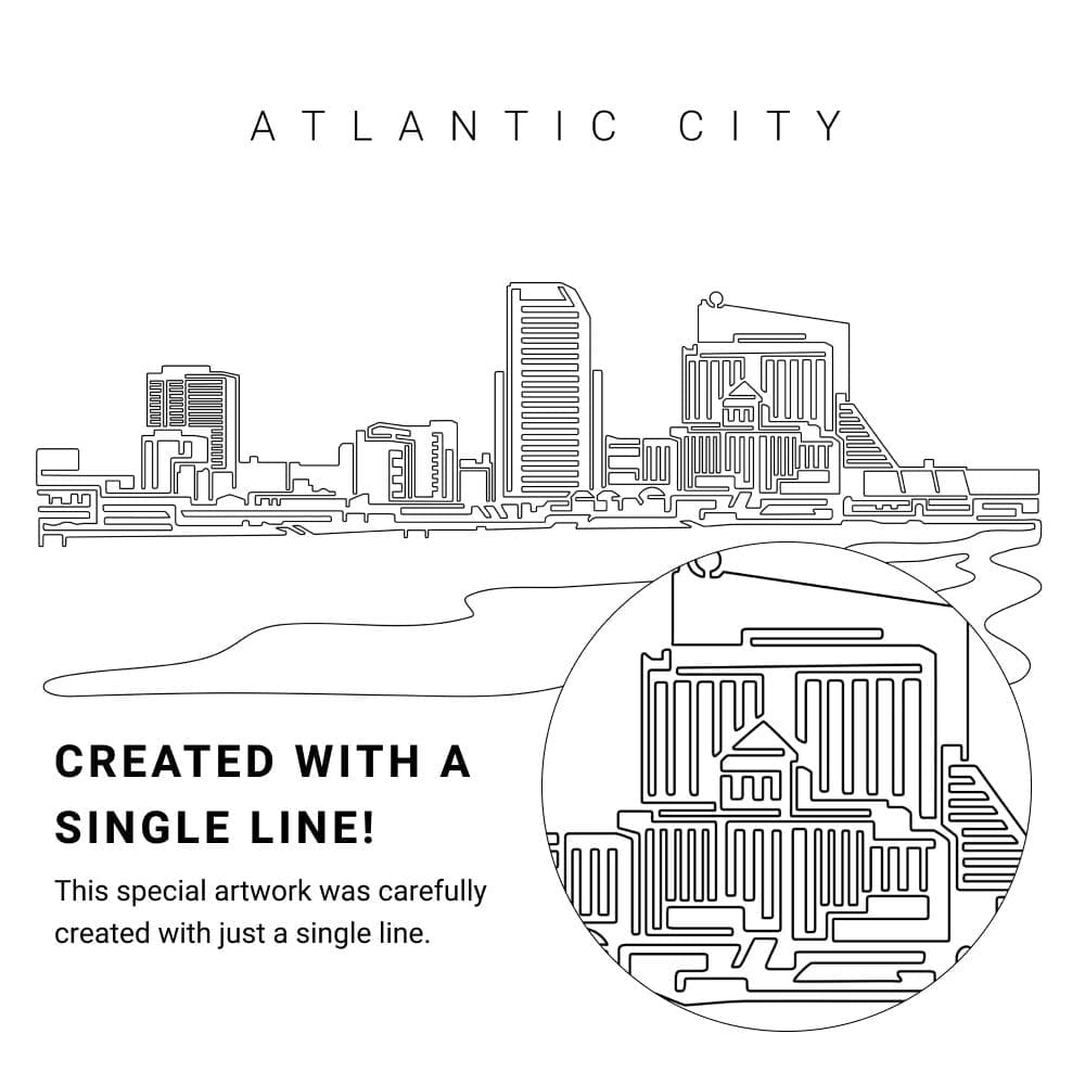 Atlantic City Vector Art - Single Line Art Detail Atlantic City Vector Art - Single Line Art Detail