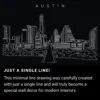 Austin Skyline One Line Drawing Art - Dark