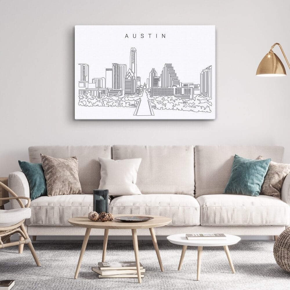 Austin TX Canvas Art Print - Living Room Austin TX Canvas Art Print - Living Room