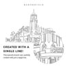 Bakersfield Theater Vector Art - Single Line Art Detail