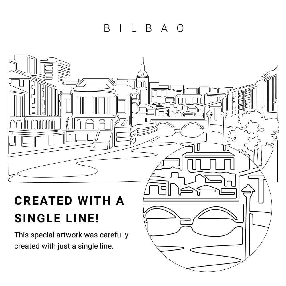 Bilbao Spain Vector Art - Single Line Art Detail Bilbao Spain Vector Art - Single Line Art Detail