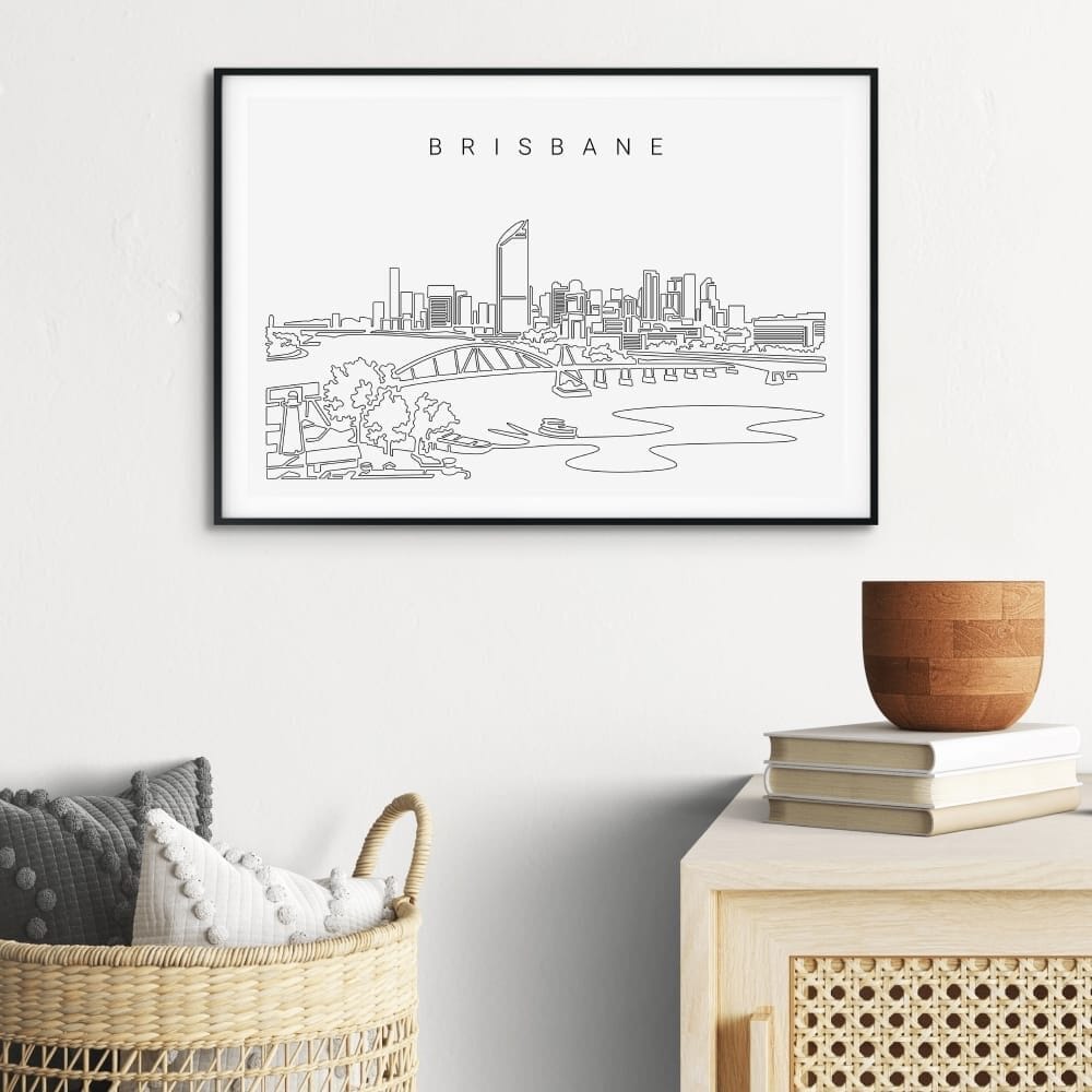 Brisbane Skyline Art Print for TV Room Brisbane Skyline Art Print for TV Room