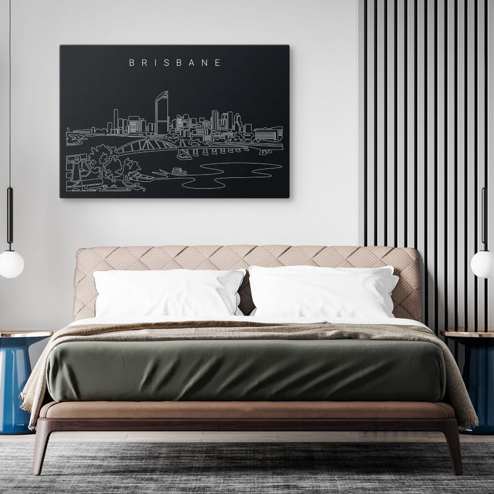 Brisbane Skyline Canvas Art Print - Bed Room - Dark Brisbane Skyline Canvas Art Print - Bed Room - Dark