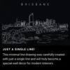 Brisbane Skyline One Line Drawing Art - Dark