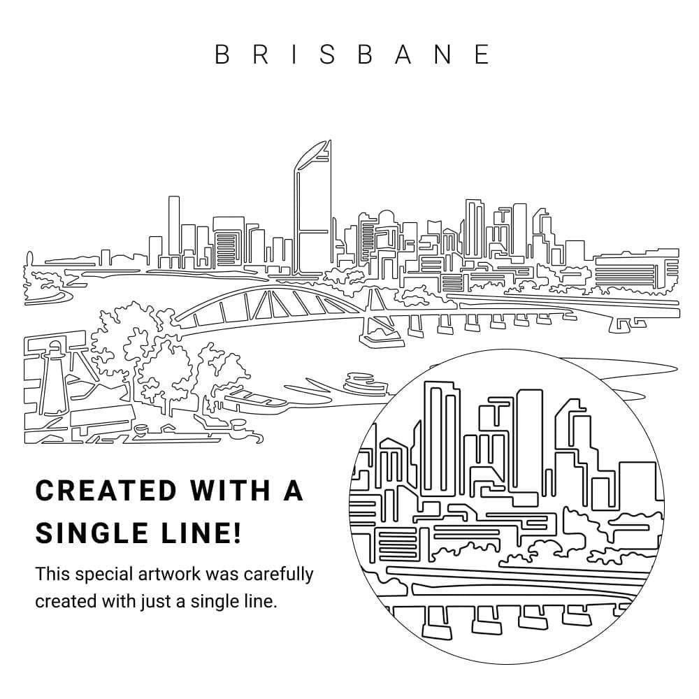 Brisbane Skyline Vector Art - Single Line Art Detail Brisbane Skyline Vector Art - Single Line Art Detail