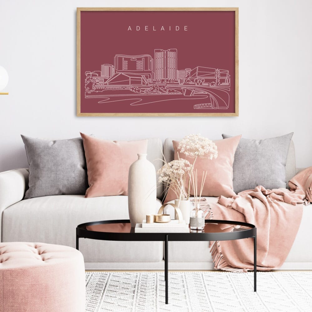 Framed Adelaide City Wall Art for Living Room - Dark Framed Adelaide City Wall Art for Living Room - Dark