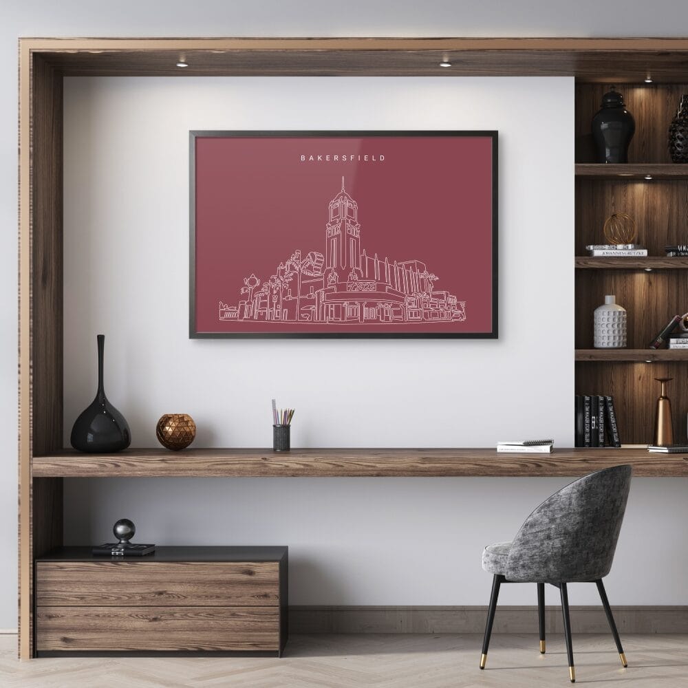 Framed Bakersfield Theater Wall Art for Home Office - Dark Framed Bakersfield Theater Wall Art for Home Office - Dark