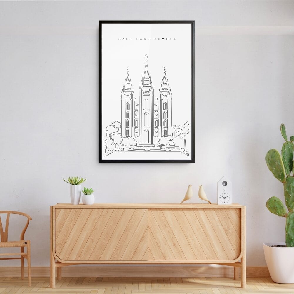 Framed Salt Lake Temple Wall Art Home Decor - Portrait Framed Salt Lake Temple Wall Art Home Decor - Portrait