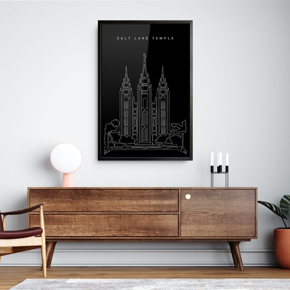 Framed Salt Lake Temple Wall Art Home Decor - Portrait - Dark Framed Salt Lake Temple Wall Art Home Decor - Portrait - Dark