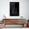 Framed Salt Lake Temple Wall Art Home Decor - Portrait - Dark