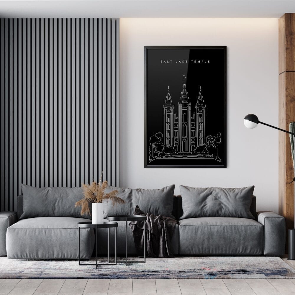 Framed Salt Lake Temple Wall Art for Living Room - Portrait - Dark Framed Salt Lake Temple Wall Art for Living Room - Portrait - Dark