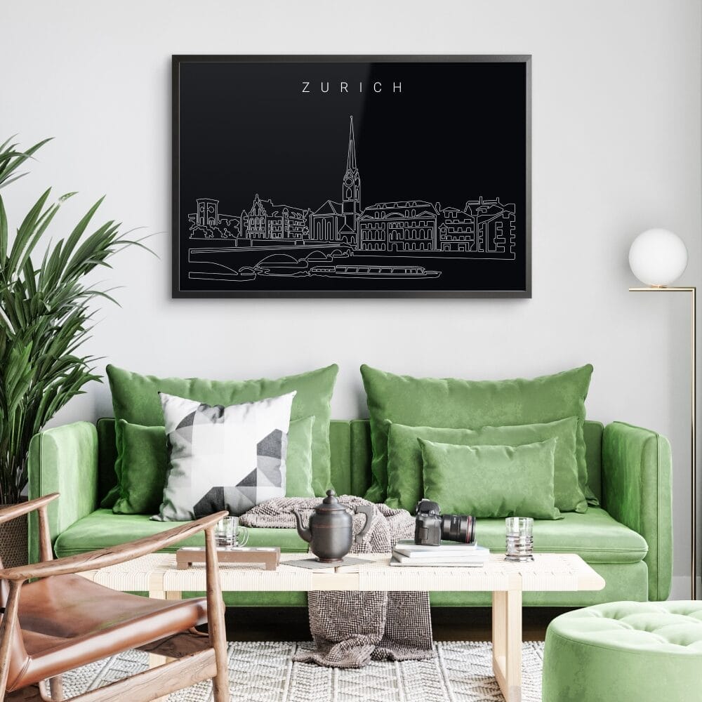 Framed Zurich Wall Art for Living Room - Dark Framed Zurich Wall Art for Living Room - Dark