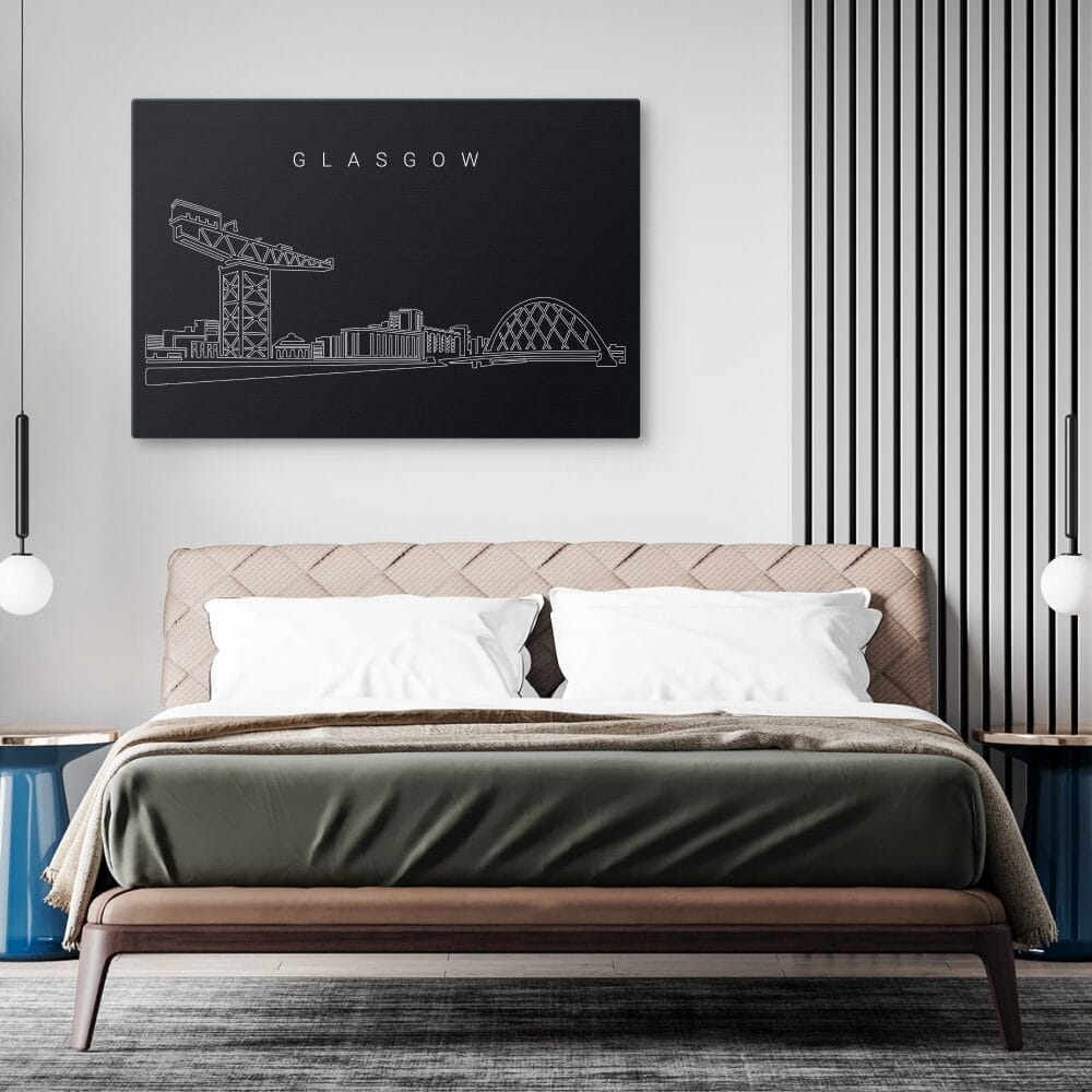 Glasgow Skyline Canvas Art Print - Bed Room - Dark Glasgow Skyline Canvas Art Print - Bed Room - Dark