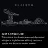 Glasgow Skyline One Line Drawing Art - Dark