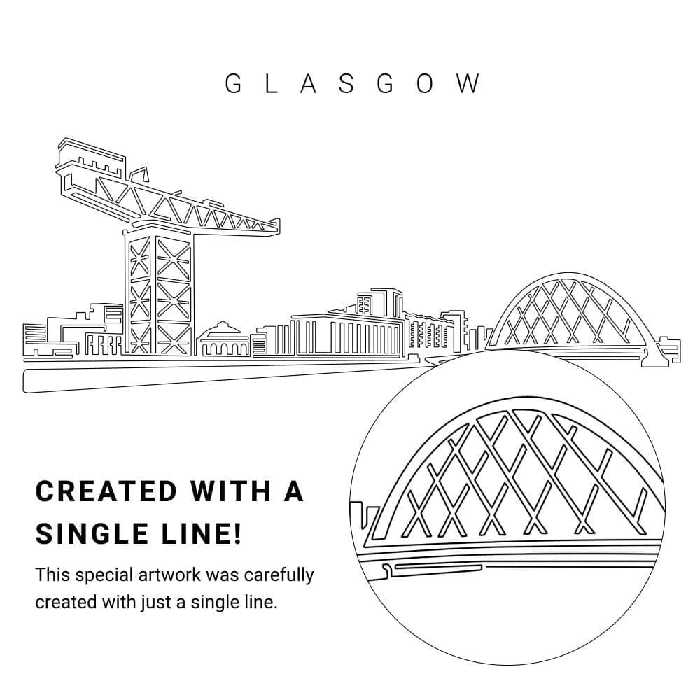 Glasgow Skyline Vector Art - Single Line Art Detail Glasgow Skyline Vector Art - Single Line Art Detail