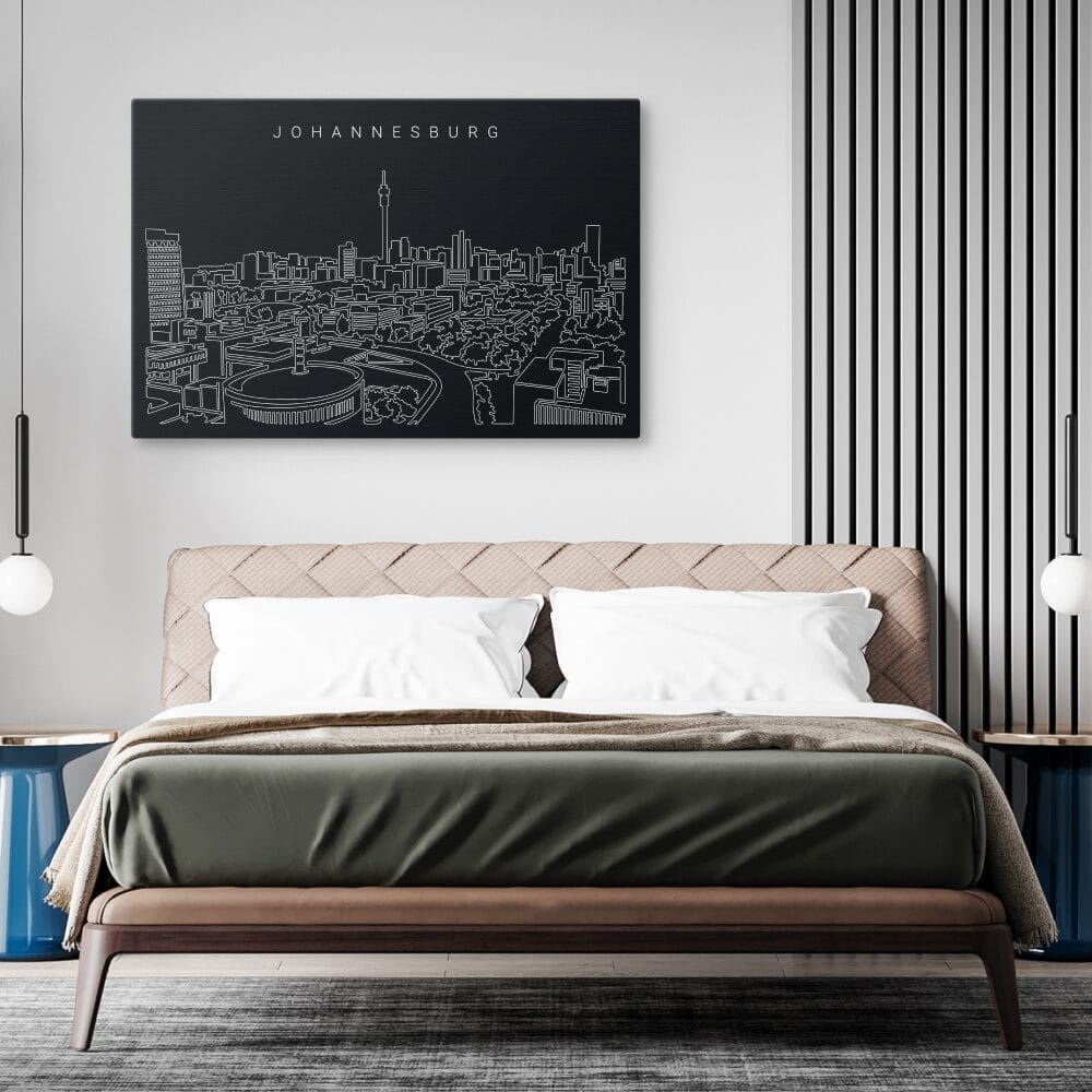 Johannesburg Skyline Canvas Art Print - Bed Room - Dark Johannesburg Skyline Canvas Art Print - Bed Room - Dark