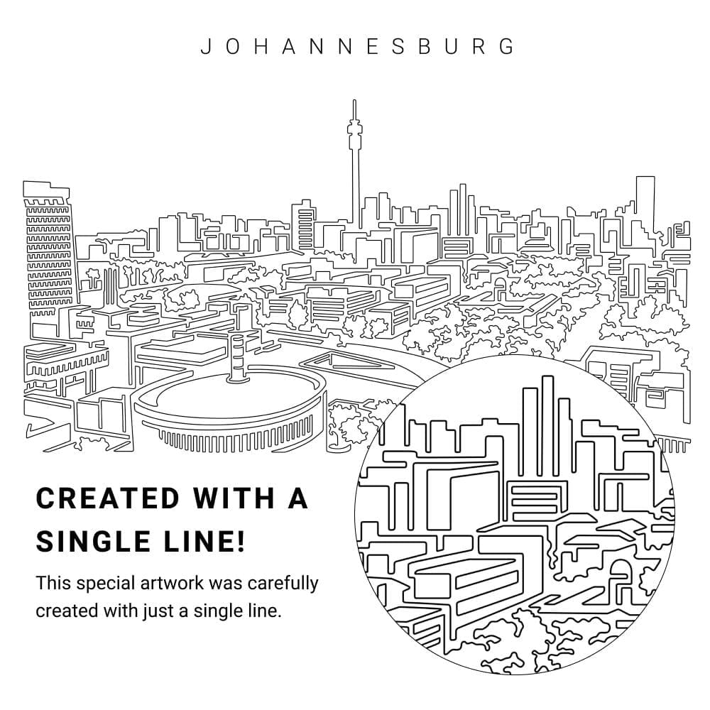 Johannesburg Skyline Vector Art - Single Line Art Detail Johannesburg Skyline Vector Art - Single Line Art Detail