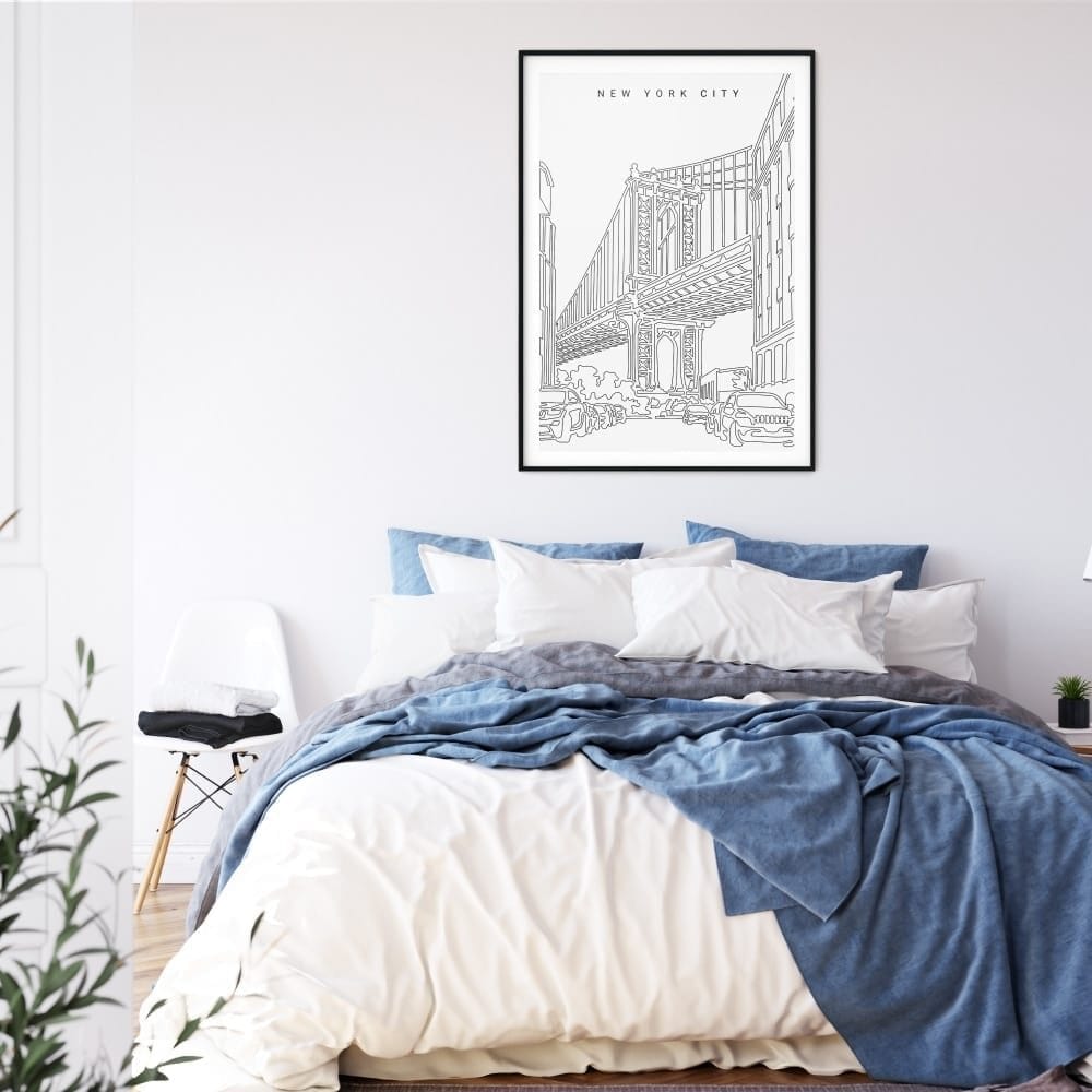 Manhattan Bridge Art Print for Bed Room - Portrait Manhattan Bridge Art Print for Bed Room - Portrait