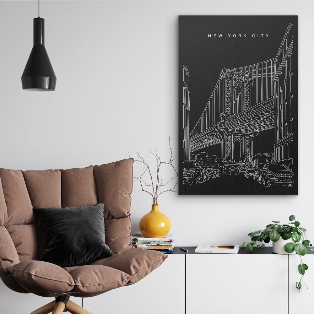 Manhattan Bridge Canvas Art Print - Wall Decor - Portrait - Dark Manhattan Bridge Canvas Art Print - Wall Decor - Portrait - Dark