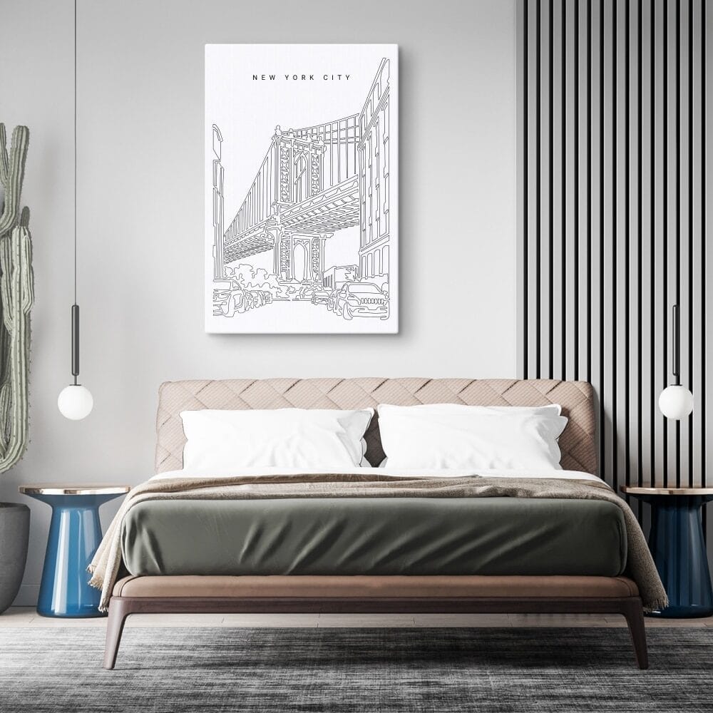 Manhattan Bridge Canvas Art Print for Bedroom - Portrait Manhattan Bridge Canvas Art Print for Bedroom - Portrait