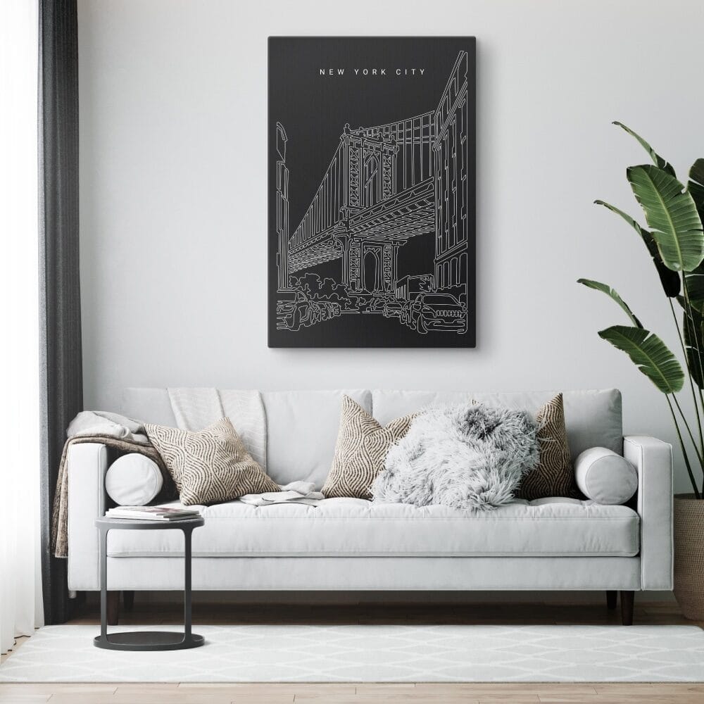 Manhattan Bridge Canvas Art Print for Living Room- Portrait - Dark Manhattan Bridge Canvas Art Print for Living Room- Portrait - Dark