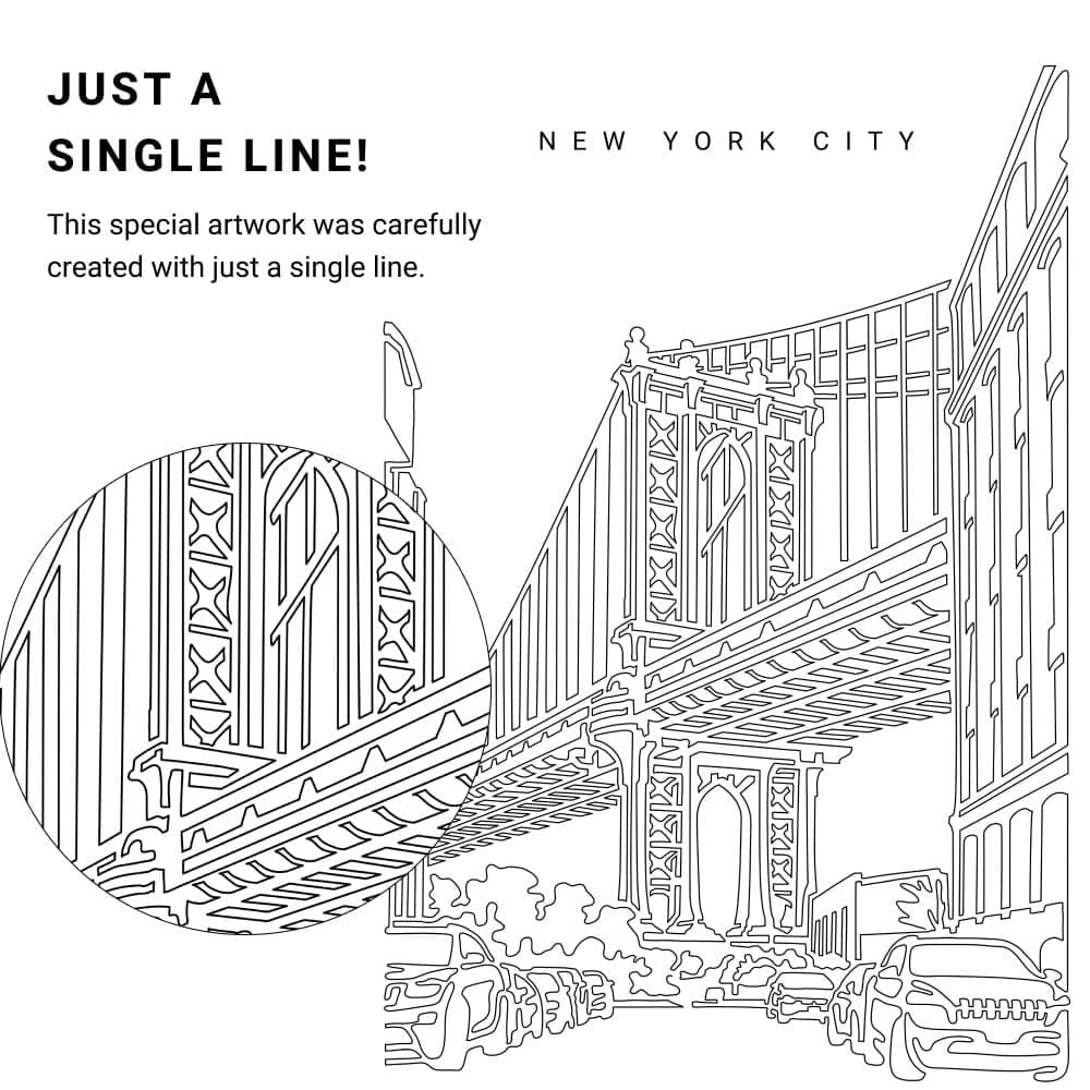 Manhattan Bridge Vector Art - Single Line Art Detail - Portrait Manhattan Bridge Vector Art - Single Line Art Detail - Portrait