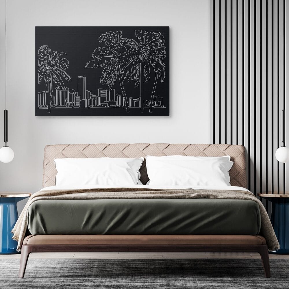 Miami FL Canvas Art Print - Bed Room - Dark Miami FL Canvas Art Print - Bed Room - Dark
