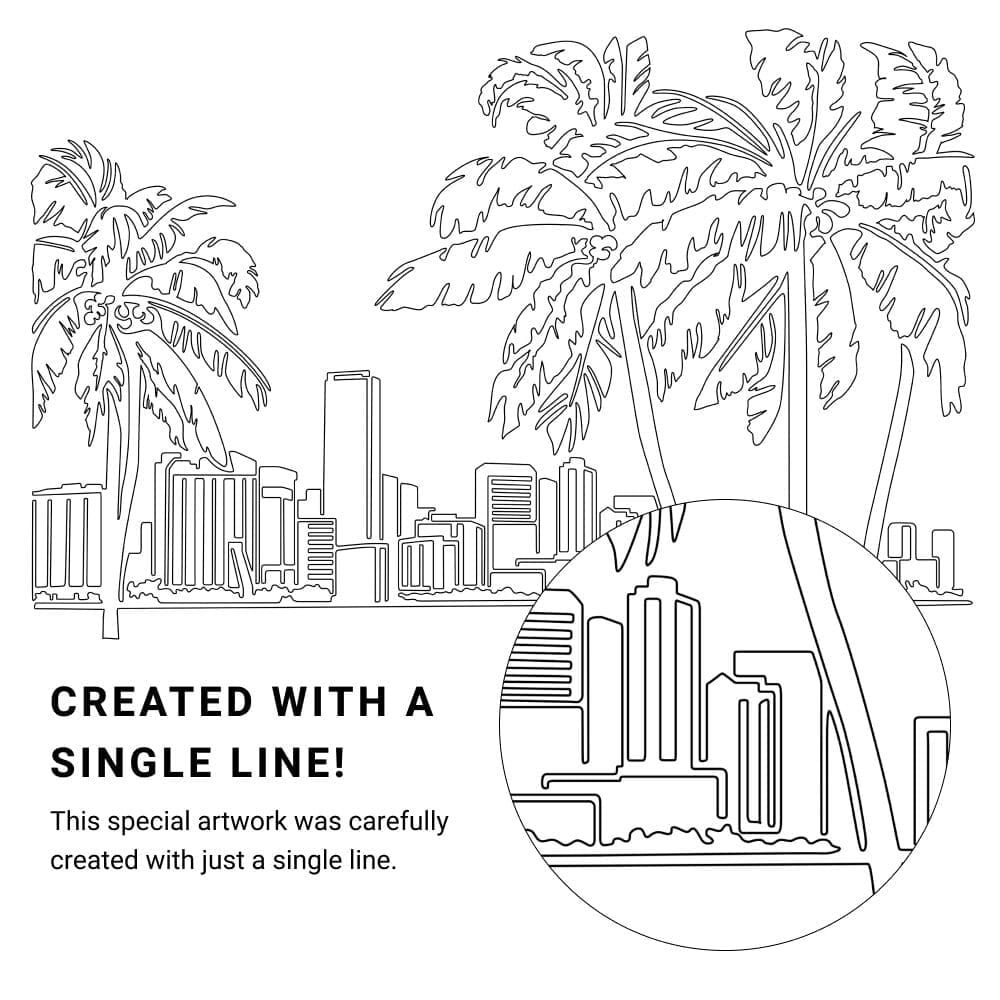 Miami FL Vector Art - Single Line Art Detail Miami FL Vector Art - Single Line Art Detail