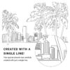 Miami FL Vector Art - Single Line Art Detail