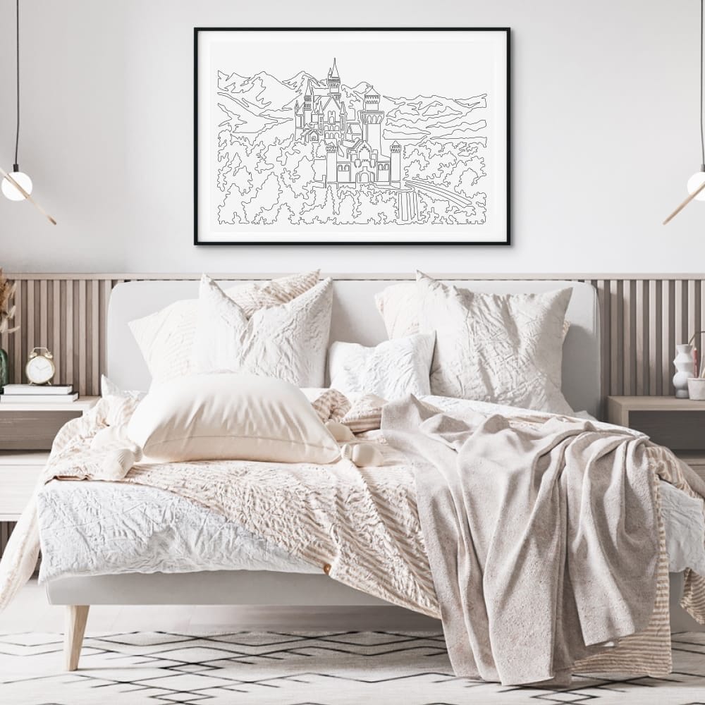 Neuschwanstein Castle Art Print for Bedroom Neuschwanstein Castle Art Print for Bedroom