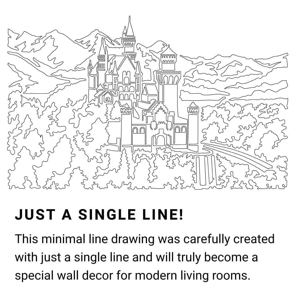 Neuschwanstein Continuous Line Drawing Art Work Neuschwanstein Continuous Line Drawing Art Work