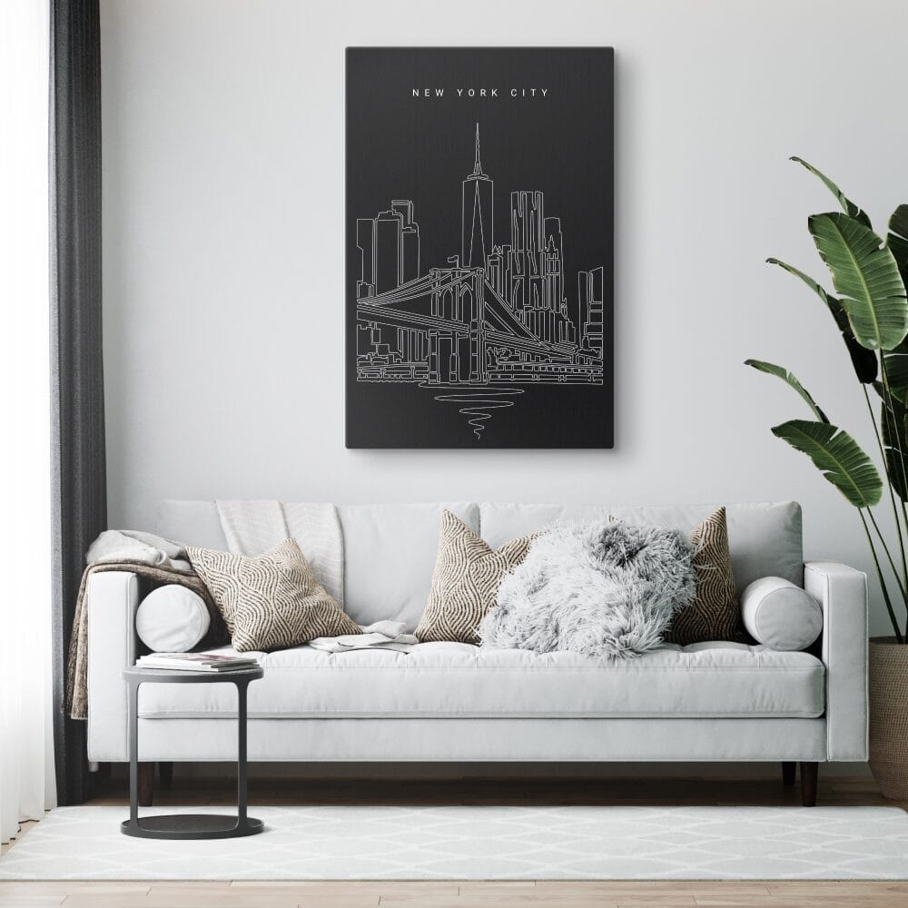 New York City Canvas Art Print for Living Room- Portrait - Dark New York City Canvas Art Print for Living Room- Portrait - Dark