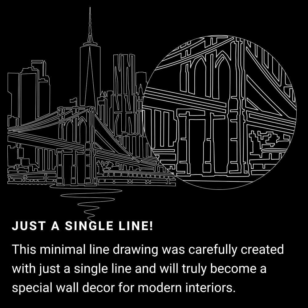 New York City One Line Drawing - Portrait - Dark New York City One Line Drawing - Portrait - Dark