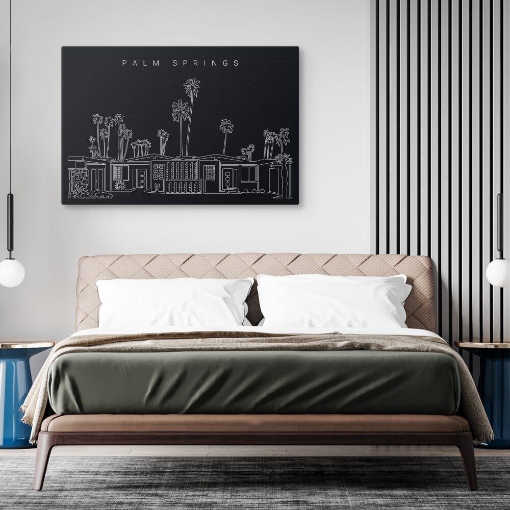 Palm Springs Canvas Art Print - Bed Room - Dark Palm Springs Canvas Art Print - Bed Room - Dark