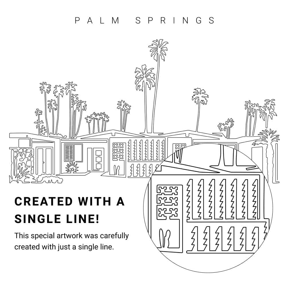 Palm Springs Vector Art - Single Line Art Detail Palm Springs Vector Art - Single Line Art Detail