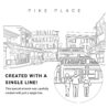 Pike Place Market Public Market Vector Art - Single Line Art Detail