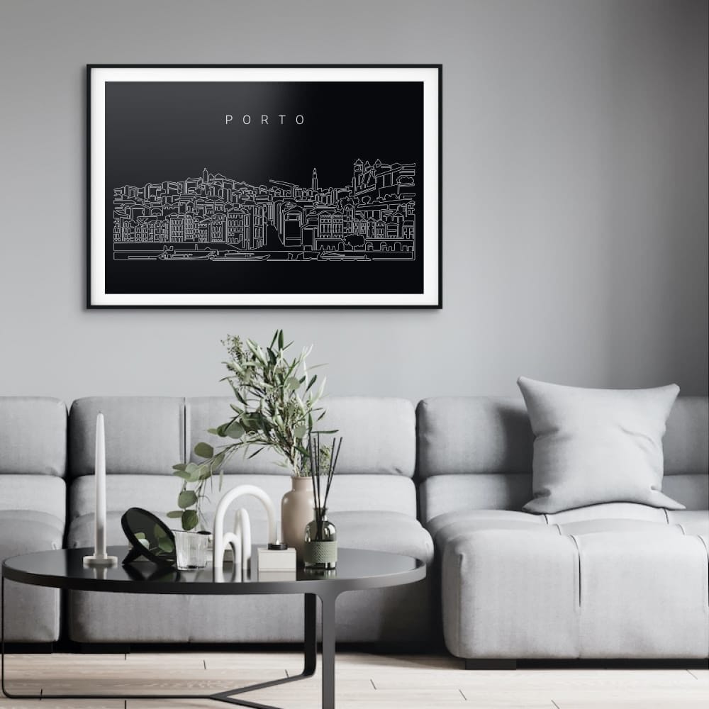 Porto Skyline Art Print for Living Room - Dark Porto Skyline Art Print for Living Room - Dark