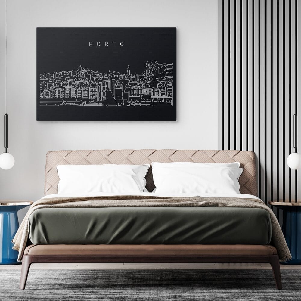 Porto Skyline Canvas Art Print - Bed Room - Dark Porto Skyline Canvas Art Print - Bed Room - Dark