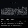Porto Skyline One Line Drawing Art - Dark