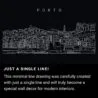 Porto Skyline One Line Drawing Art - Dark