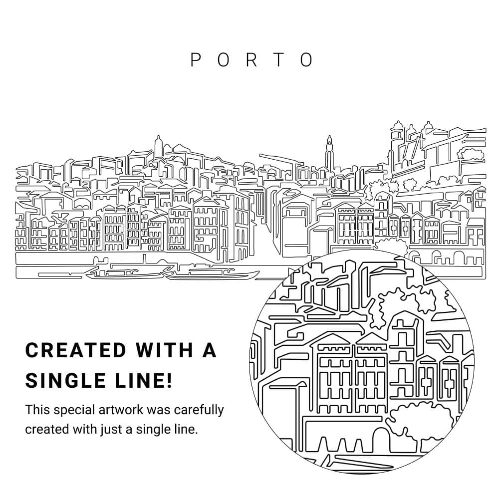 Porto Skyline Vector Art - Single Line Art Detail Porto Skyline Vector Art - Single Line Art Detail